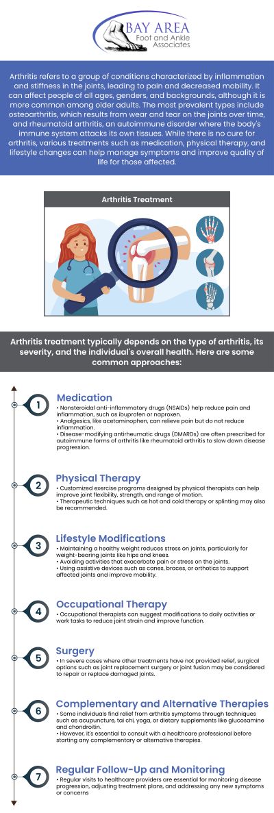 Do you think you may have arthritis in your feet? Or have you already been diagnosed with it? Either way, we can help here at Bay Area Foot and Ankle Associates. Connect with our clinic today to learn more or to book a consultation with us. For more information, call us or schedule an appointment online. We serve patients from Walnut Creek CA, Brentwood CA, Concord CA, Pleasant Hill CA, Pittsburg CA, Antioch CA, Alamo CA, Danville CA, and Oakley CA. Do you think you may have arthritis in your feet? Or have you already been diagnosed with it? Either way, we can help here at Bay Area Foot and Ankle Associates. Connect with our clinic today to learn more or to book a consultation with us. For more information, call us or schedule an appointment online. We serve patients from Walnut Creek CA, Brentwood CA, Concord CA, Pleasant Hill CA, Pittsburg CA, Antioch CA, Alamo CA, Danville CA, and Oakley CA.
