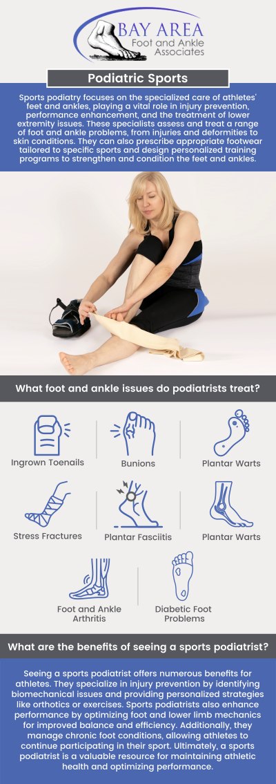 Foot and Ankle injuries can disturb your sports life. Sprains, strains, fractures, and dislocations are among the common injuries that happen during physical activity and are referred to as sports injuries. They can influence bones, muscles, ligaments, or tendons and are frequently brought on by overuse, poor form, or abrupt trauma. Our podiatrists Dr. John W. Scivally, DPM, and Dr. Robin K. Lie, DPM, at Bay Area Foot and Ankle Associates offer medical treatment for patients having sports injuries. For more information, contact us or schedule an appointment online. We are conveniently located at 2400 Balfour Rd STE 230, Brentwood, CA 9451.