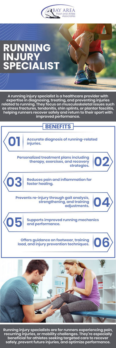 Running injuries are common and typically arise from overuse, improper form, or inadequate footwear. They can include conditions like shin splints, runner's knee, Achilles tendinitis, and stress fractures. These injuries often lead to pain, swelling, and limited mobility, impacting an athlete's performance. Visit our professionals to prevent future injuries and ensure a safe return to activity. For more information, contact us or schedule an appointment online. We have convenient locations to serve you in Walnut Creek, CA, and Brentwood, CA.