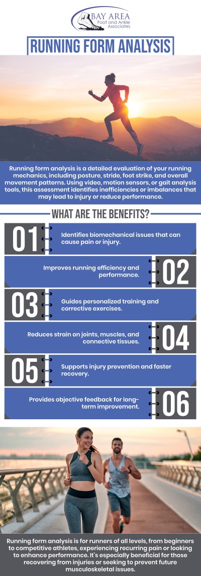 Running form analysis involves a detailed evaluation of an athlete's technique to pinpoint inefficiencies, imbalances, or injury risks. It focuses on key factors such as posture, stride length, foot placement, and arm movement. By analyzing these components, Dr. John W. Scivally, DPM, and Dr. Robin K. Lie, DPM suggest adjustments to enhance performance, prevent injuries, and promote a more efficient running style. Regular analysis helps runners improve speed, endurance, and comfort while reducing the likelihood of common injuries. If you’re new to the sport or are training for a race, we would love to answer any additional questions you have about running form analysis. For more information, contact us or schedule an appointment online. We are conveniently located at 2400 Balfour Rd STE 230, Brentwood, CA 9451. Running form analysis involves a detailed evaluation of an athlete's technique to pinpoint inefficiencies, imbalances, or injury risks. It focuses on key factors such as posture, stride length, foot placement, and arm movement. By analyzing these components, Dr. John W. Scivally, DPM, and Dr. Robin K. Lie, DPM suggest adjustments to enhance performance, prevent injuries, and promote a more efficient running style. Regular analysis helps runners improve speed, endurance, and comfort while reducing the likelihood of common injuries. If you’re new to the sport or are training for a race, we would love to answer any additional questions you have about running form analysis. For more information, contact us or schedule an appointment online. We are conveniently located at 2400 Balfour Rd STE 230, Brentwood, CA 9451.