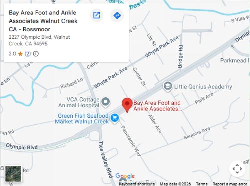 Directions From Your Location to Bay Area Foot and Ankle Associates in Walnut Creek, CA (Near Rossmoor) Directions From Your Location to Bay Area Foot and Ankle Associates in Walnut Creek, CA (Near Rossmoor)